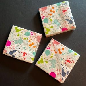 bright “paint drip” party napkins-cocktail size-3 packs of 20 each-NWT